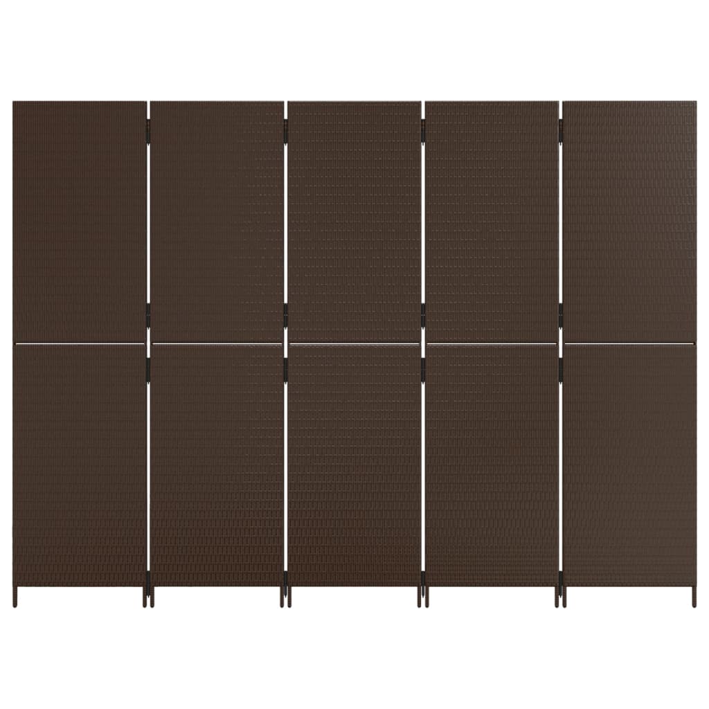 5-panel brown resin wicker partition wall