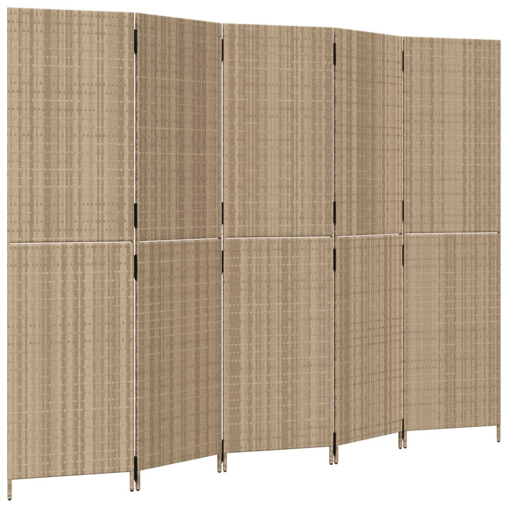 5-panel beige resin wicker partition wall