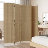 5-panel beige resin wicker partition wall