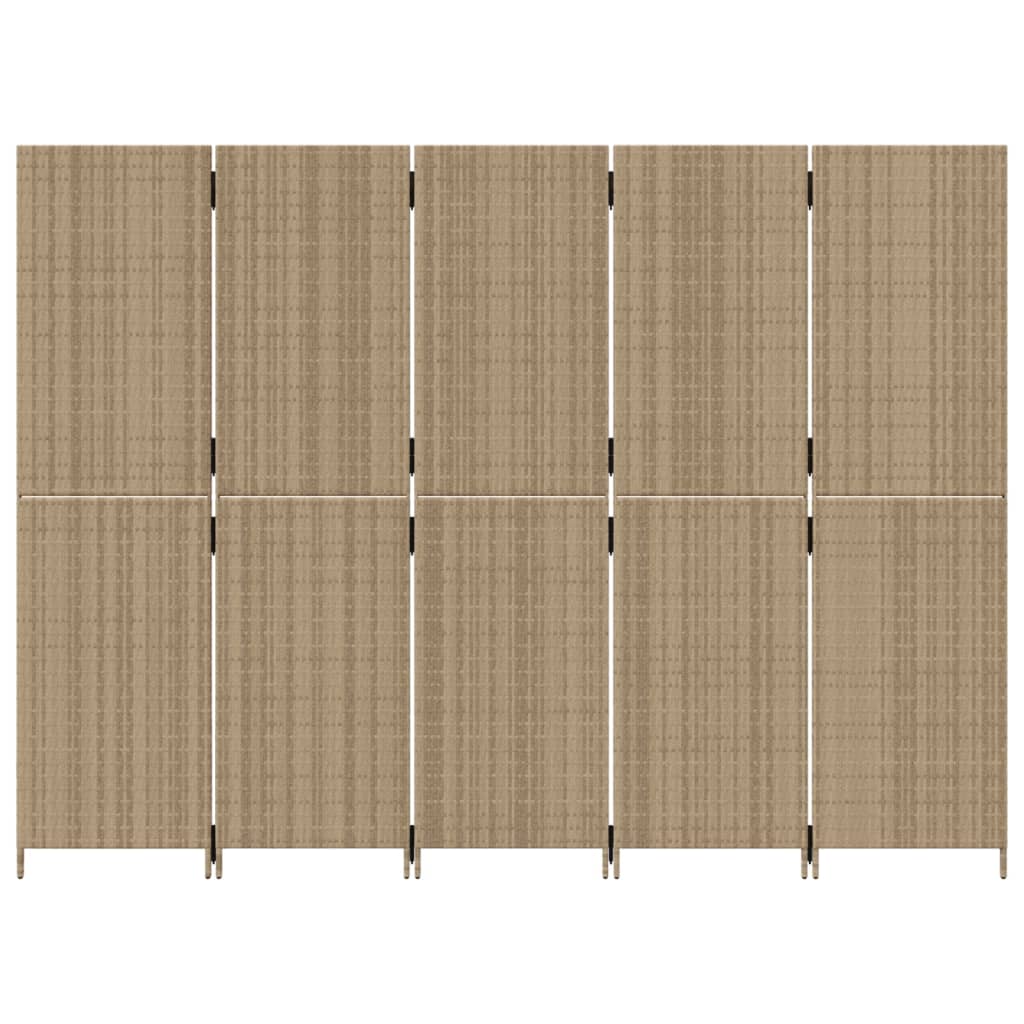 5-panel beige resin wicker partition wall