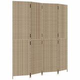 4-panel beige resin wicker partition wall