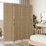 4-panel beige resin wicker partition wall