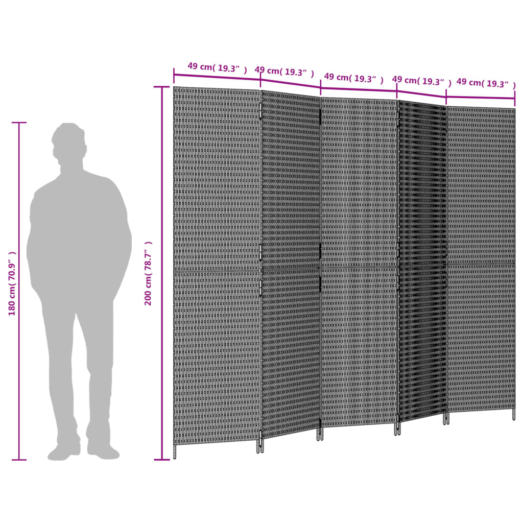 5-panel gray resin woven partition wall