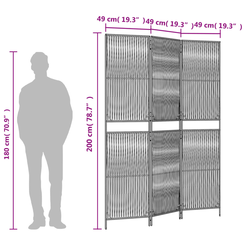 3-panel gray resin woven partition wall