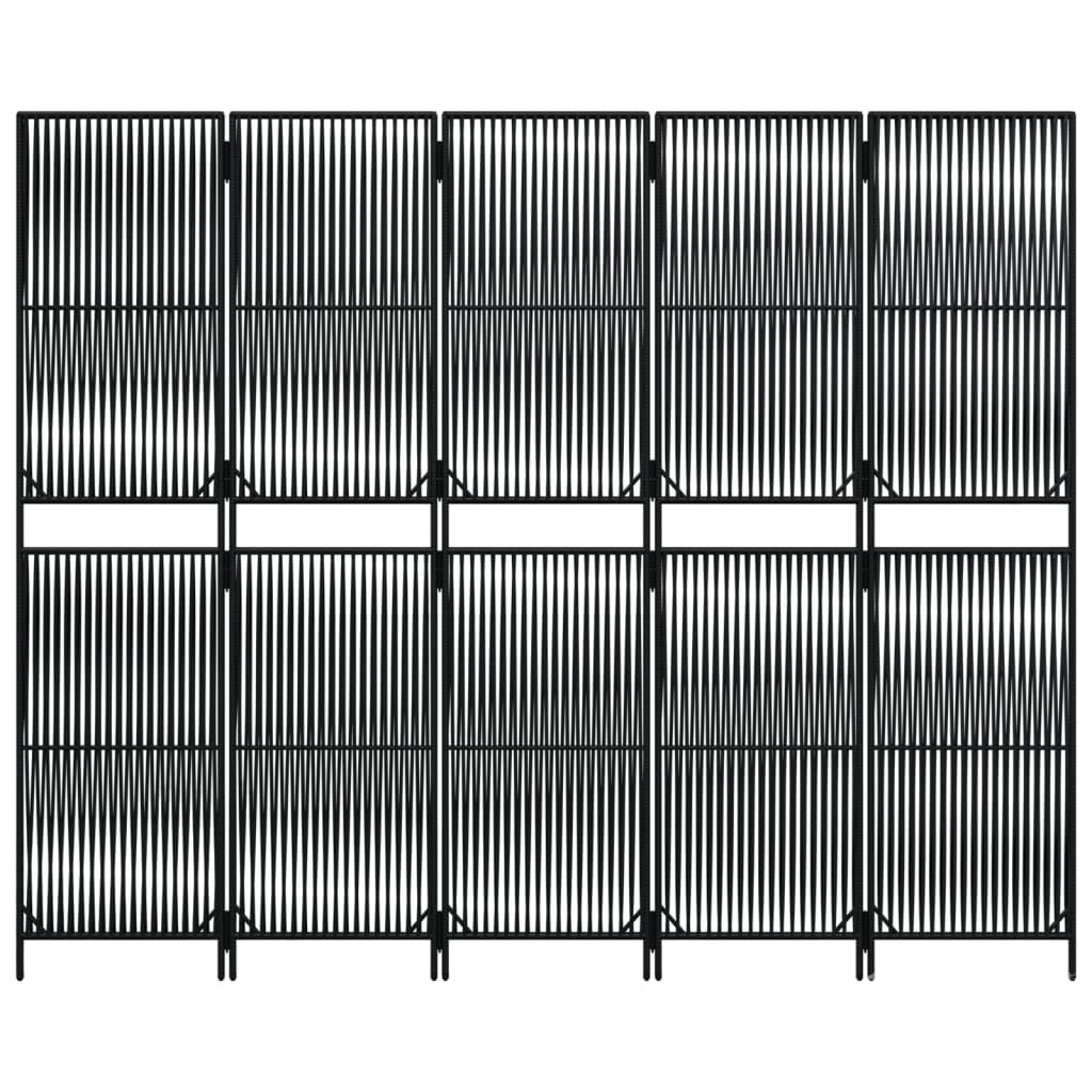Trennwand 5 schwarze Paneele aus gewebtem Harz