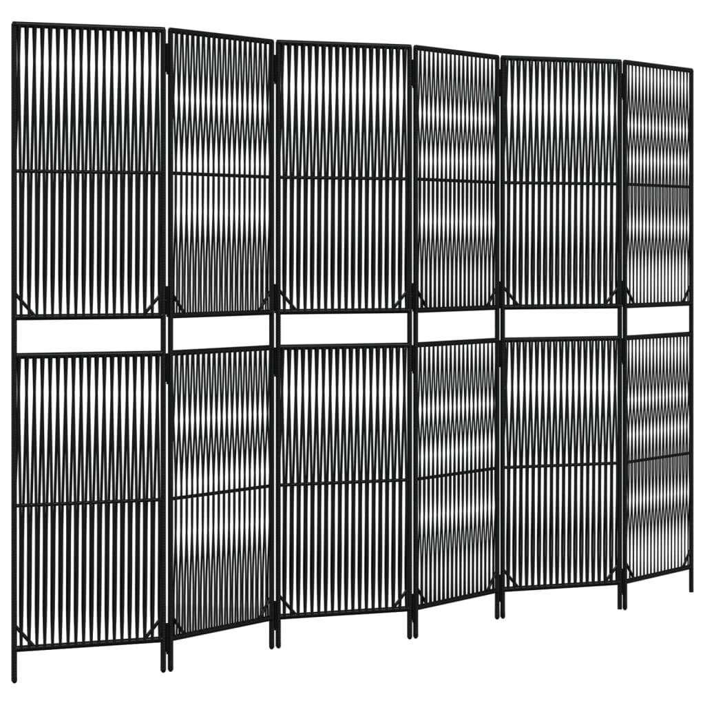 6-panel black resin wicker partition wall