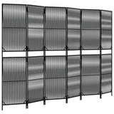 6-panel black resin wicker partition wall