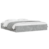 Bed frame with drawers without mattress concrete gray 200x200 cm