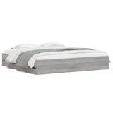 Cadre de lit avec tiroirs sans matelas sonoma gris 200x200 cm