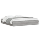 Cadre de lit avec tiroirs sans matelas sonoma gris 200x200 cm