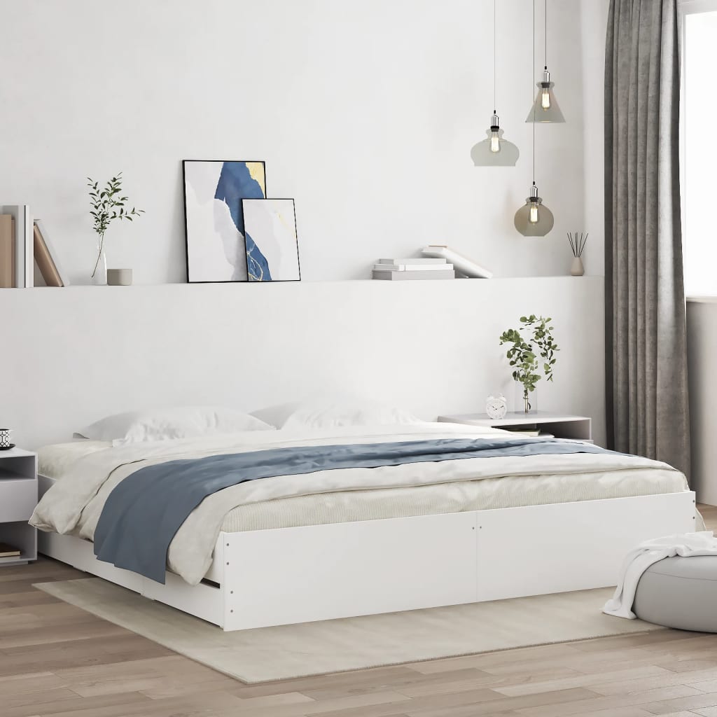 Bed frame with drawers without mattress white 160x200 cm