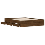 Cadre de lit avec tiroirs sans matelas chêne marron 140x190 cm