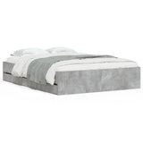 Bed frame with drawers without mattress concrete gray 135x190 cm