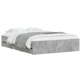 Bed frame with drawers without mattress concrete gray 135x190 cm