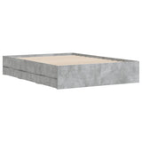 Bed frame with drawers without mattress concrete gray 135x190 cm