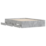 Bed frame with drawers without mattress concrete gray 135x190 cm