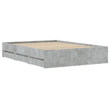 Bed frame with drawers without mattress concrete gray 135x190 cm