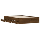 Cadre de lit avec tiroirs sans matelas chêne marron 135x190 cm