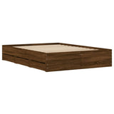 Cadre de lit avec tiroirs sans matelas chêne marron 135x190 cm