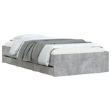 Bed frame with drawers without mattress concrete gray 90x190 cm