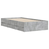 Bed frame with drawers without mattress concrete gray 90x190 cm