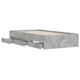 Bed frame with drawers without mattress concrete gray 90x190 cm