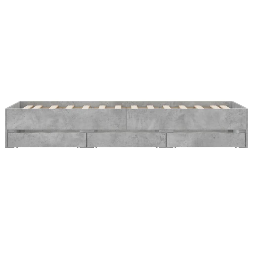 Bed frame with drawers without mattress concrete gray 90x190 cm