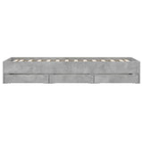 Bed frame with drawers without mattress concrete gray 90x190 cm