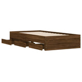 Cadre de lit avec tiroirs sans matelas chêne marron 90x190 cm