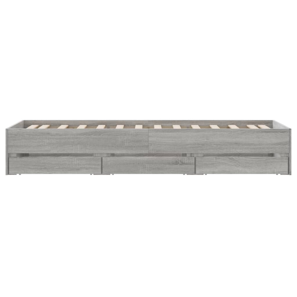 Cadre de lit avec tiroirs sans matelas sonoma gris 75x190 cm