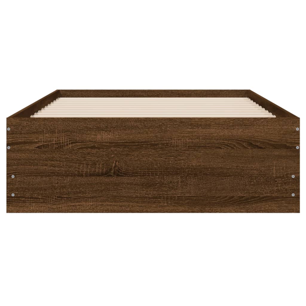 Cadre de lit avec tiroirs sans matelas chêne marron 75x190 cm