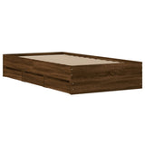 Cadre de lit avec tiroirs sans matelas chêne marron 75x190 cm