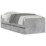 Bed frame with drawers without mattress concrete gray 90x190 cm