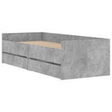 Bed frame with drawers without mattress concrete gray 90x190 cm