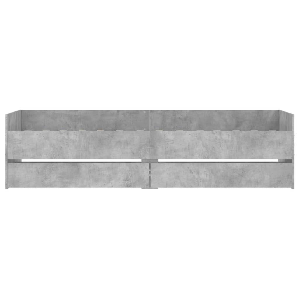 Bed frame with drawers without mattress concrete gray 90x190 cm