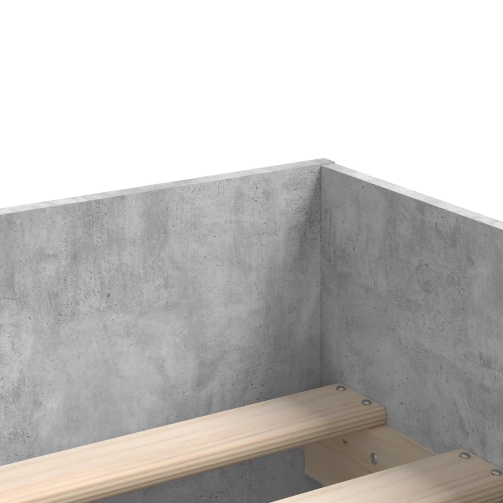 Bed frame with drawers without mattress concrete gray 90x190 cm