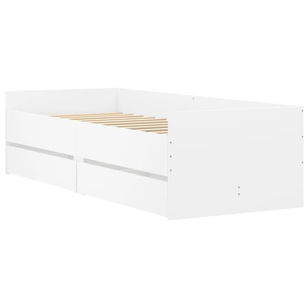 Cadre de lit sans matelas blanc 75x190 cm