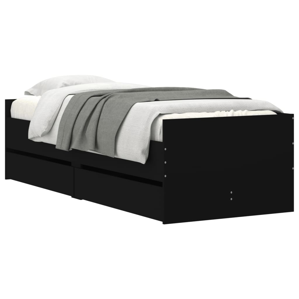 Cadre de lit sans matelas noir 75x190 cm