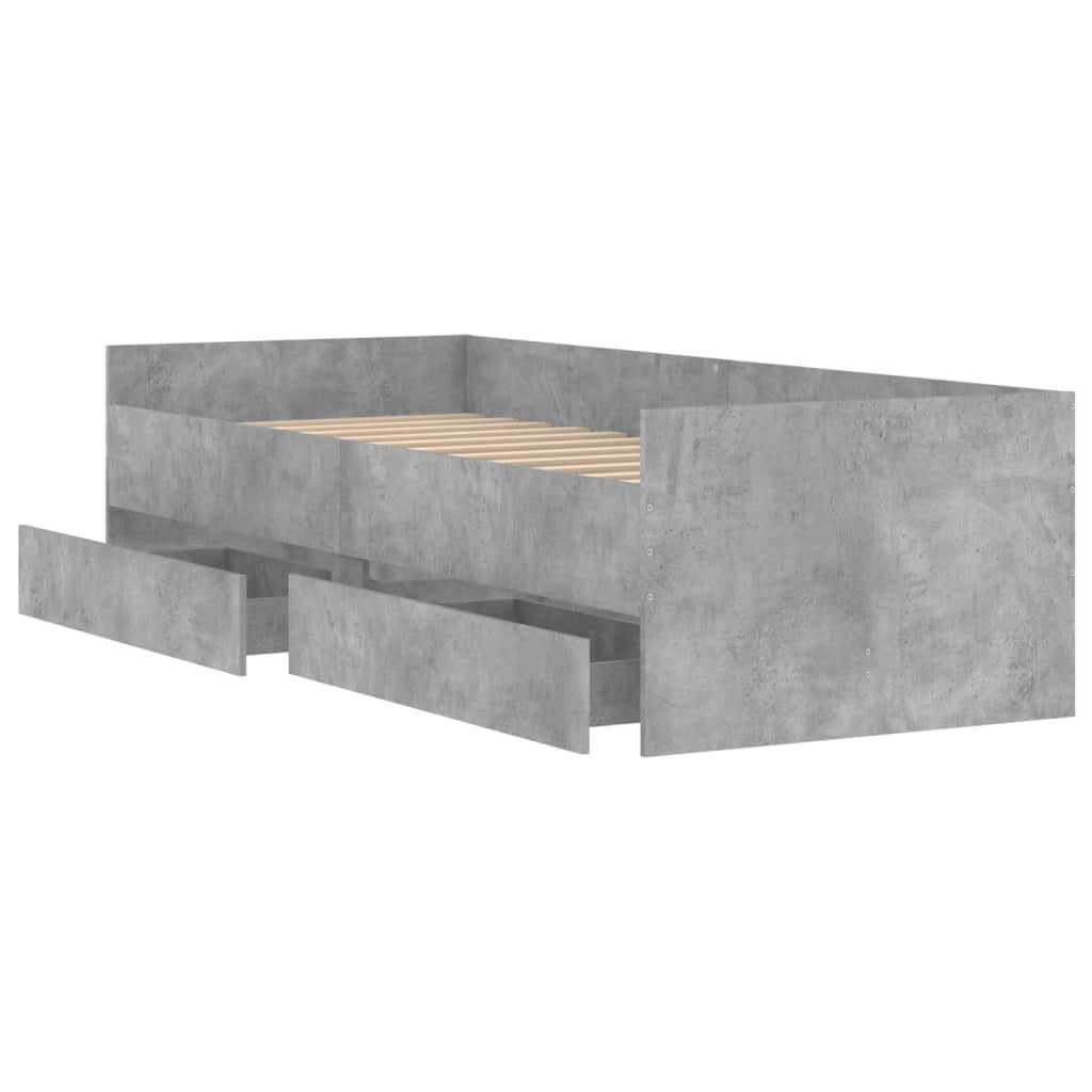 Cadre de lit sans matelas gris béton 75x190 cm