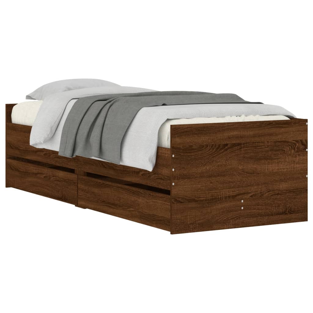 Cadre de lit sans matelas chêne marron 75x190 cm