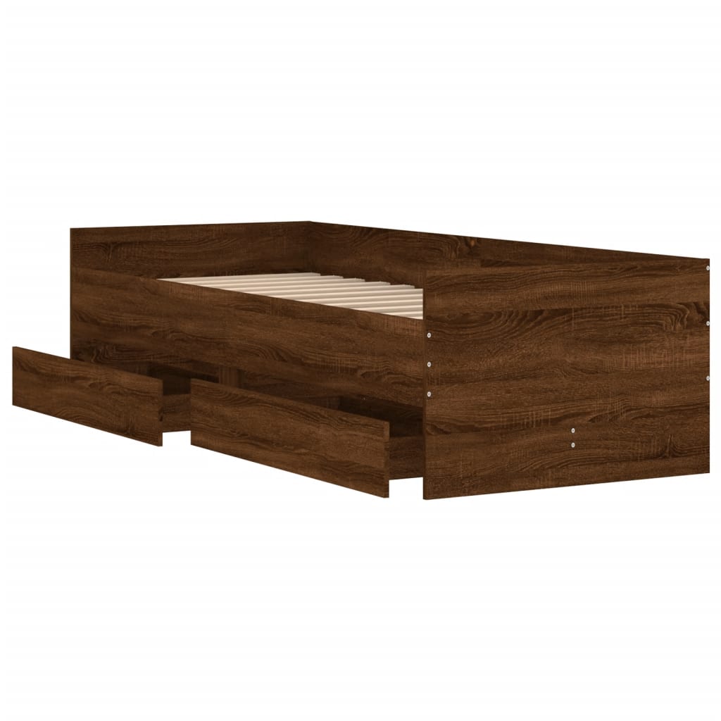 Cadre de lit sans matelas chêne marron 75x190 cm