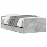 Bed frame with drawers without mattress concrete gray 90x190 cm