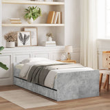 Bed frame with drawers without mattress concrete gray 90x190 cm