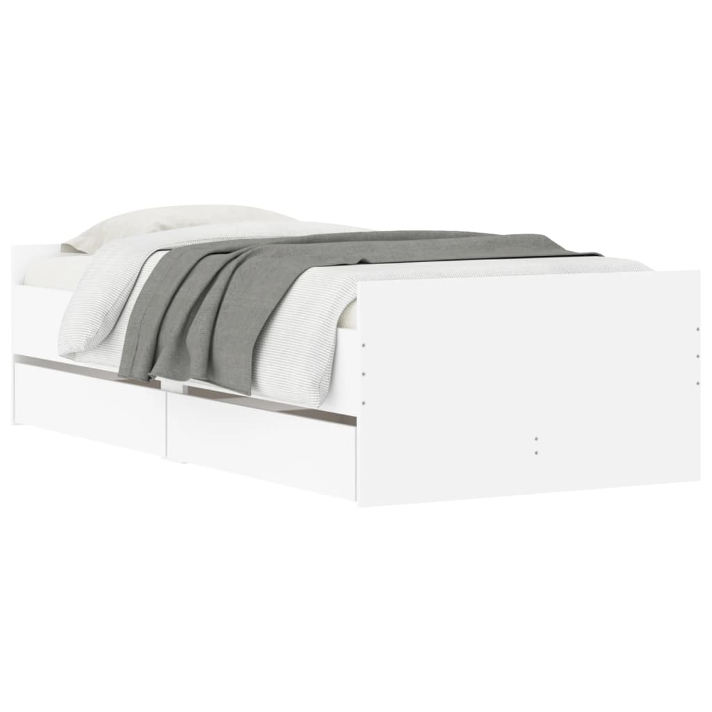 Cadre de lit sans matelas blanc 75x190 cm