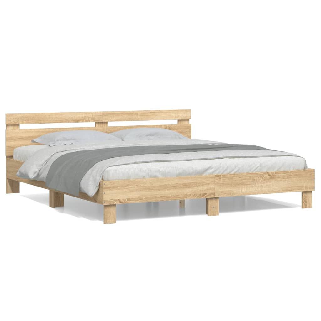 Cadre de lit sans matelas chêne sonoma 200x200 cm