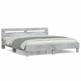 Cadre de lit sans matelas gris béton 200x200 cm