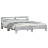 Cadre de lit sans matelas gris béton 200x200 cm