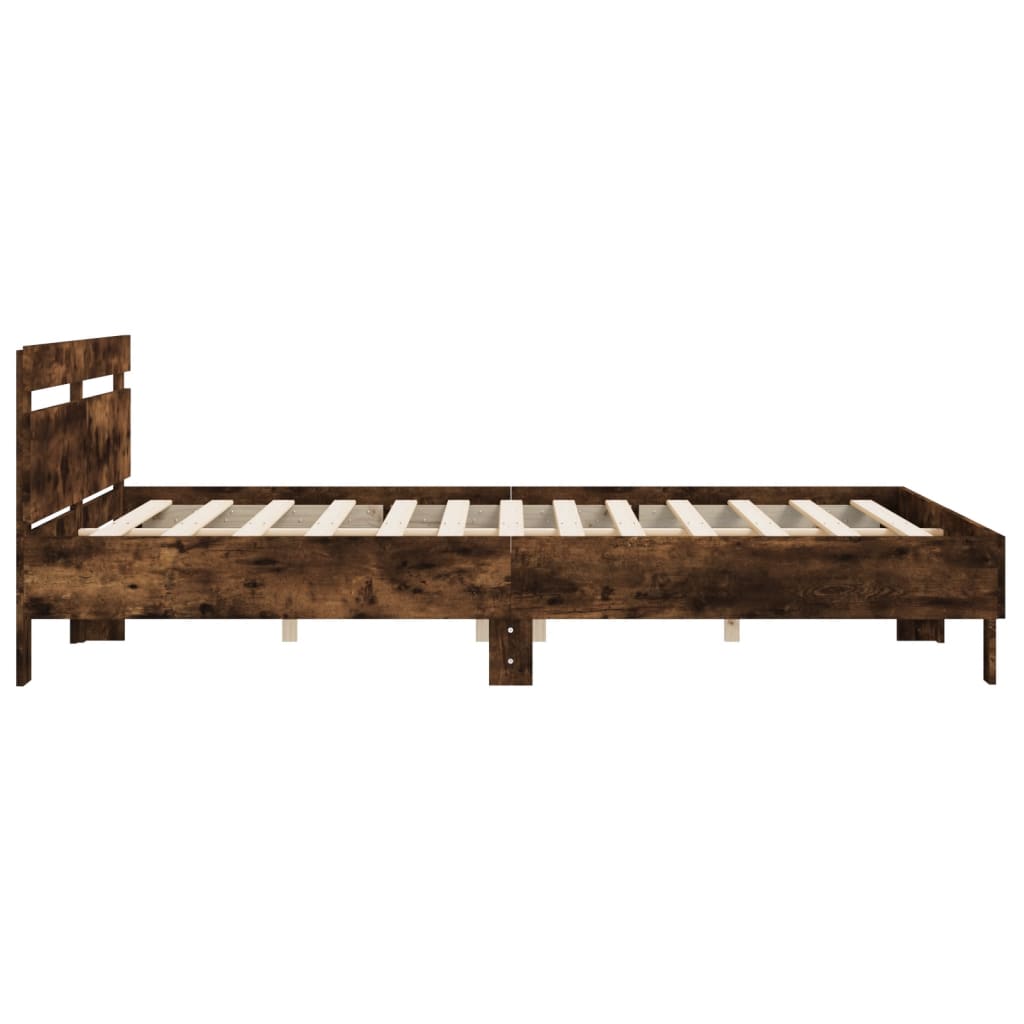 Cadre de lit sans matelas chêne fumé 200x200 cm