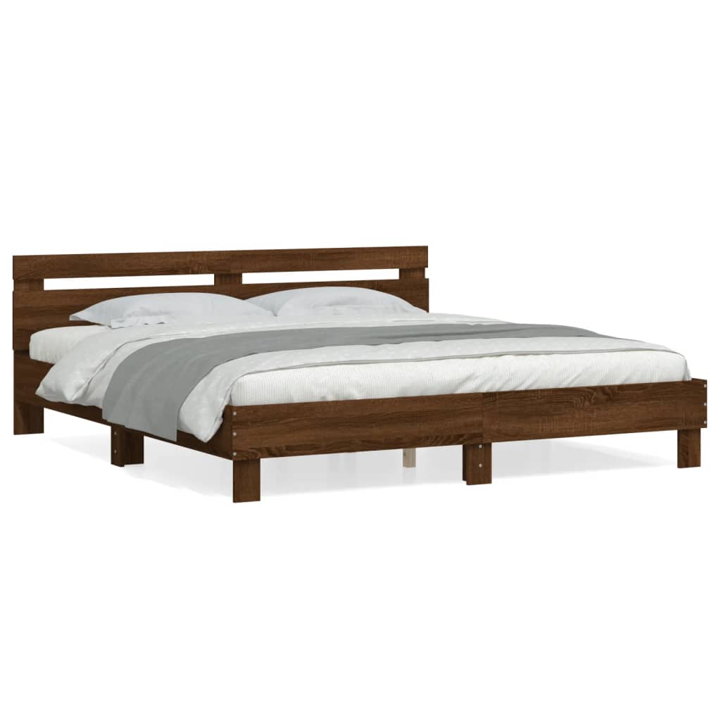 Bed frame without mattress brown oak 200x200 cm