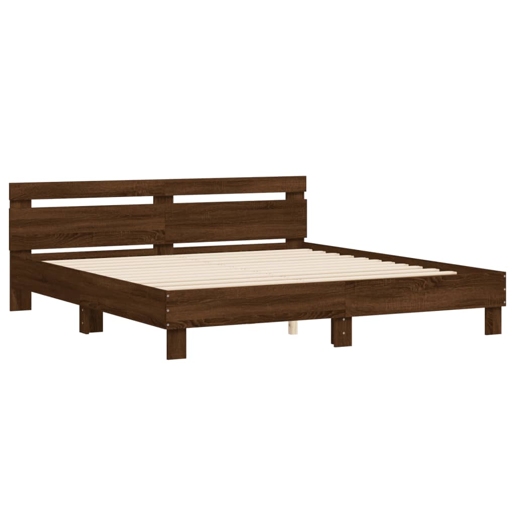 Bed frame without mattress brown oak 200x200 cm